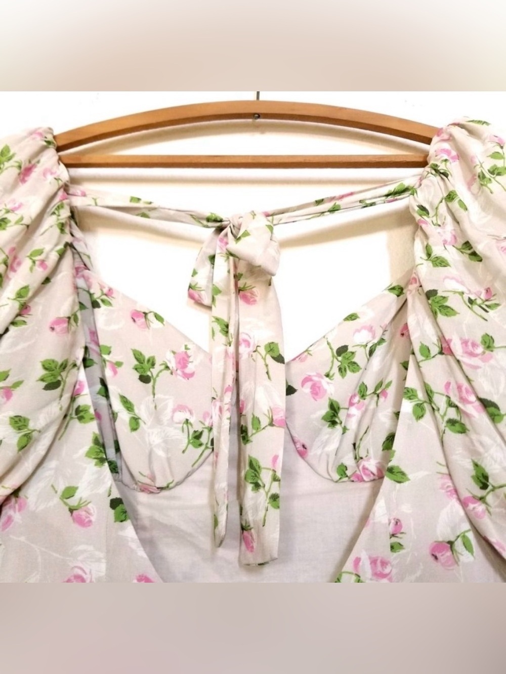 NEW Revolve LPA Hartley Midi Dress Vanessa Floral Puff Sleeve Tie Back Size M - Picture 13 of 16